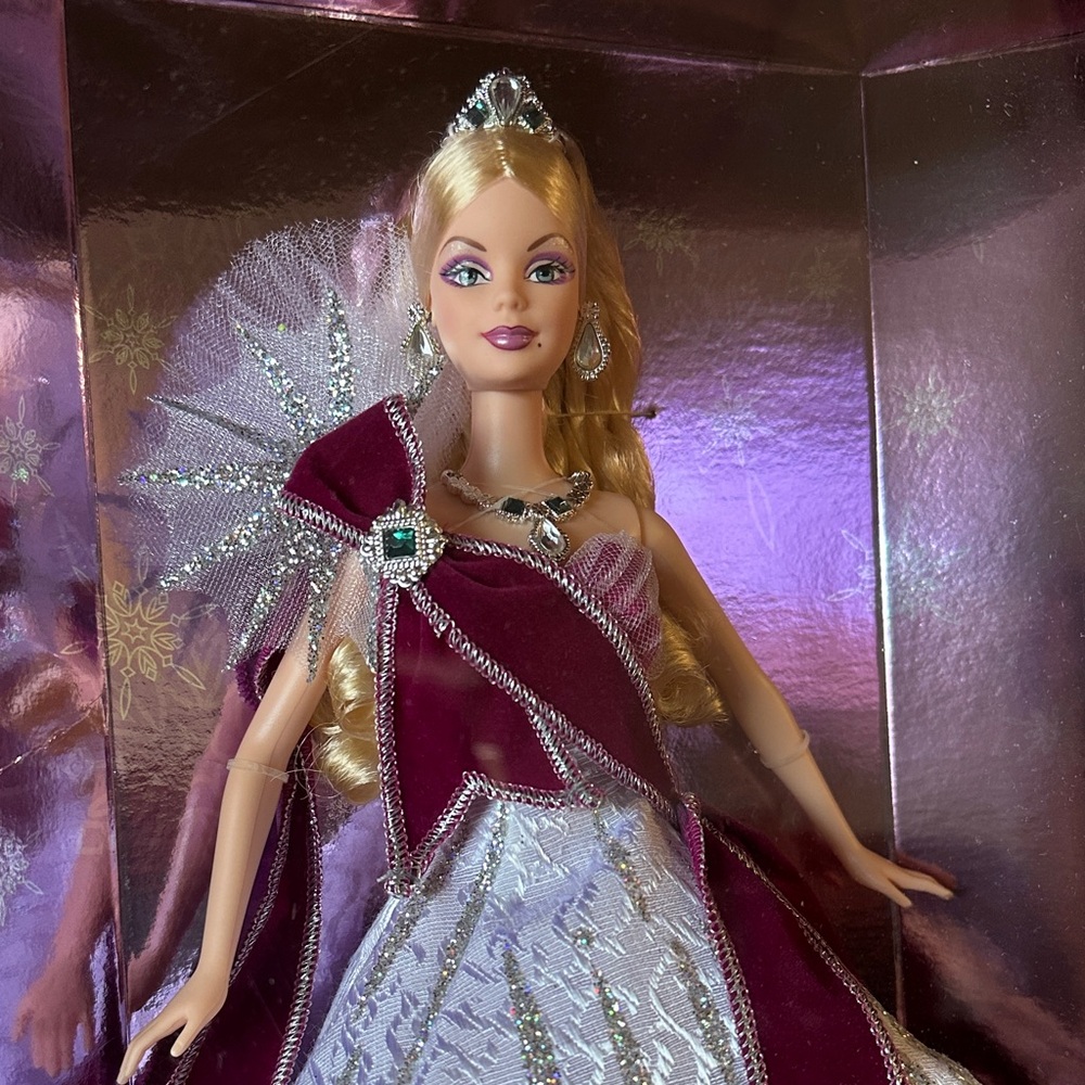 Elegant Doll with Purple and Silver Gown